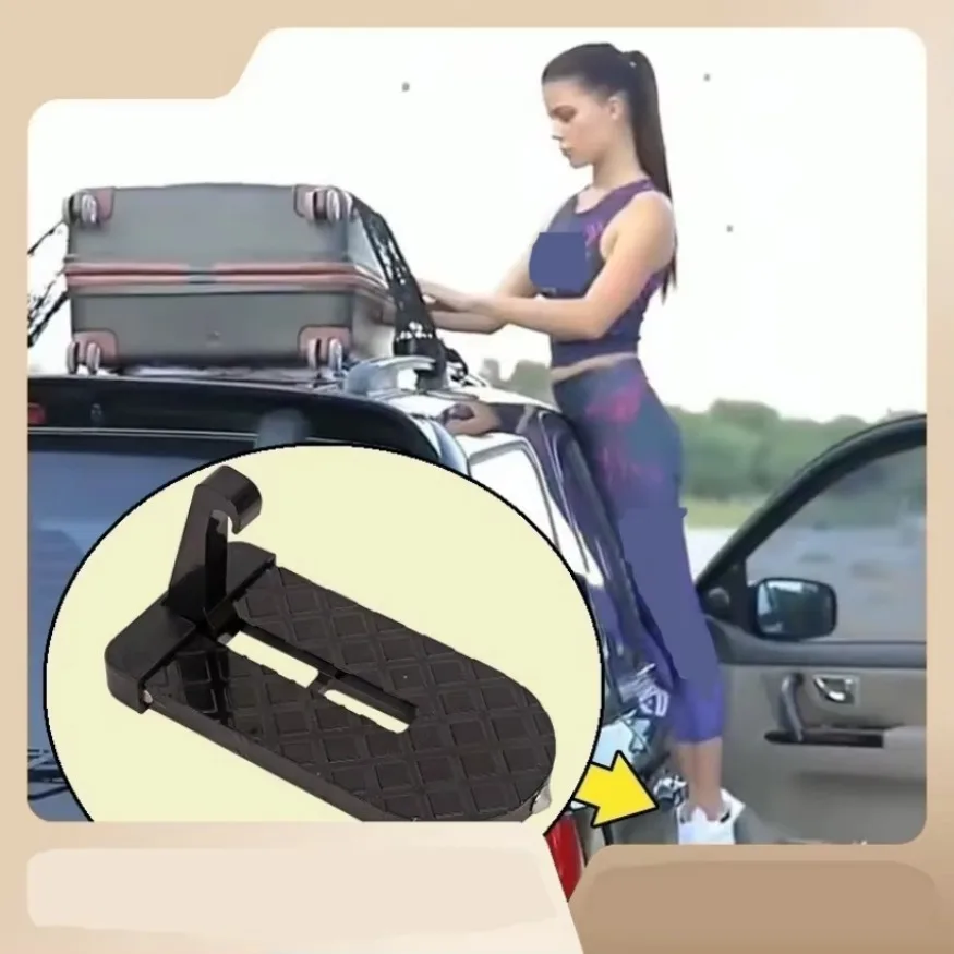Multifunction Foldable Car Roof Rack Step Car Door Step Auxiliary Foot Pedal Universal Latch Hook Aluminium Alloy Safety Hammer