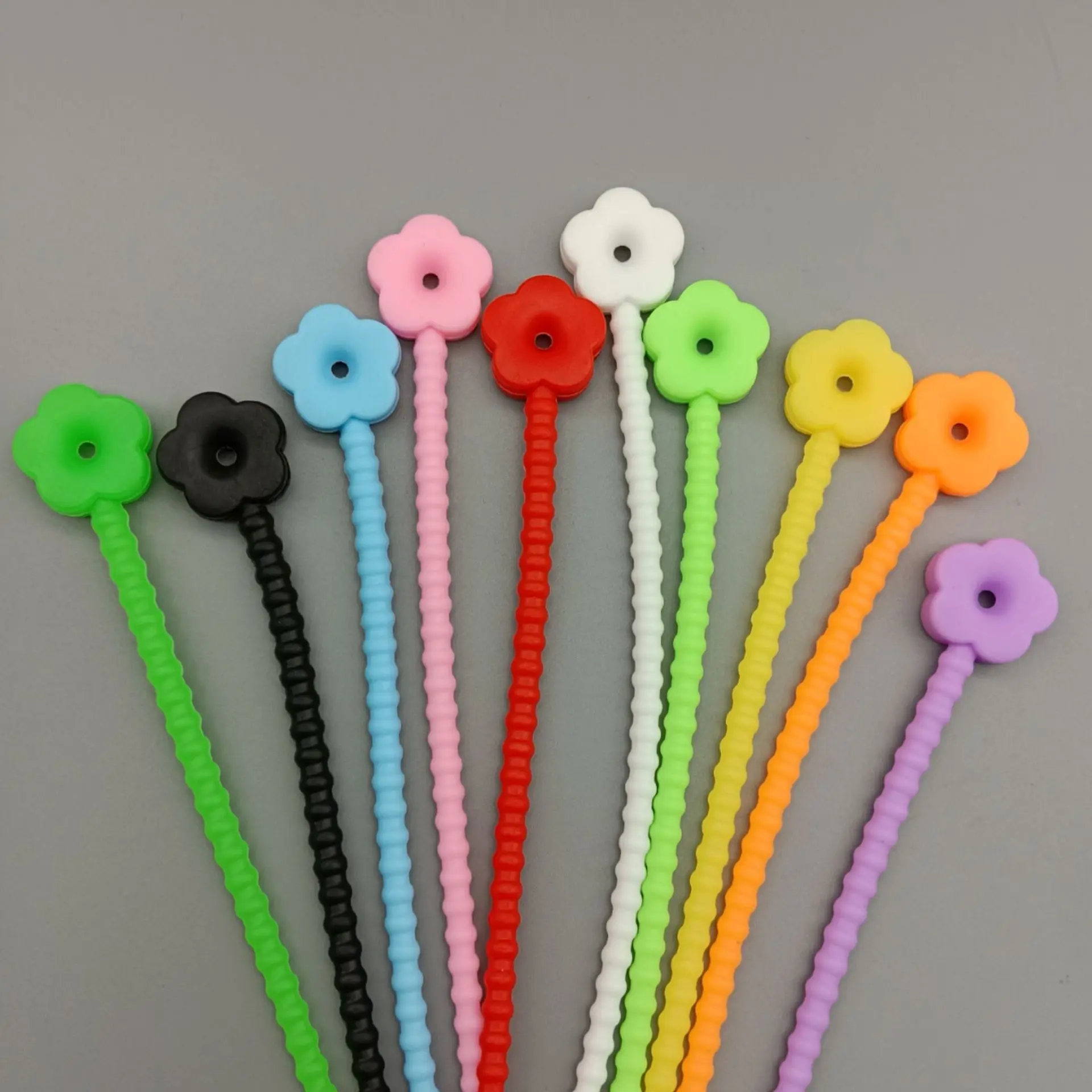 10 Stück bunte Stern-Silikonbinder, Beutel-Clip, wiederverwendbare Gummi-Kabelbinder für Kabel und Kabel, Lebensmittel-Dichtungsbinder, Haushalts-Schlangenband – Detail 3
