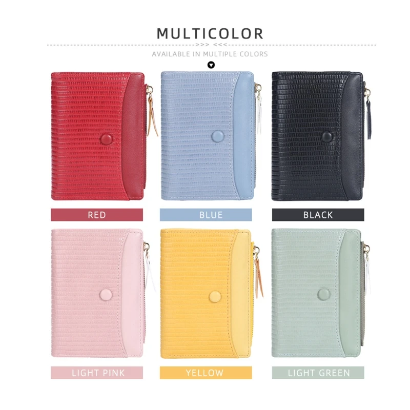 

PU Leather Credit Cards Wallet Bifold Card Holder Business Change Pocket for Women Girls Zipper Coin Purse Money for Cas