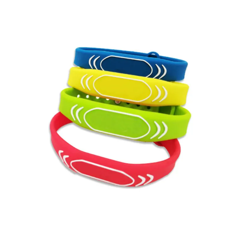 2Pcs 13.56MHZ ISO14443A MIFARE Classic 1K Adjustable NFC Wristband RFID Bracelet ID Card Silicone Band Door Access Control Card