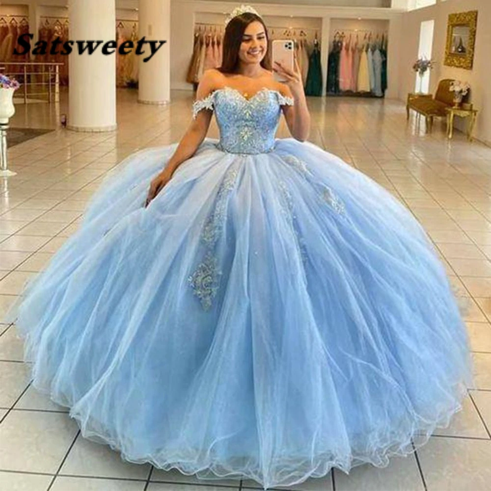 

Tulle Ball Gown Quinceanera Dresses 2024 Appliques Beaded Vestido De 15 Anos Lace-Up Sweet 16 Dresses Robe De Bal