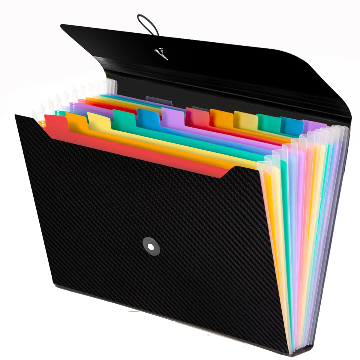Expanding File Folders With Handle - 13 Pocket Accordion File Organizer, Portable Filing Box With Adjustable Strap, Colored Tabs For Documents