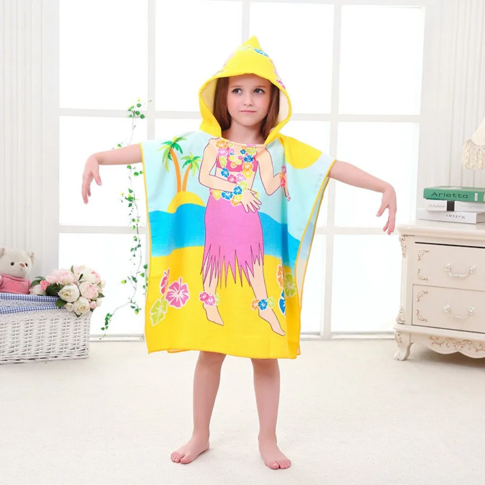 Kids Swimming Changing Hooded Poncho Towel