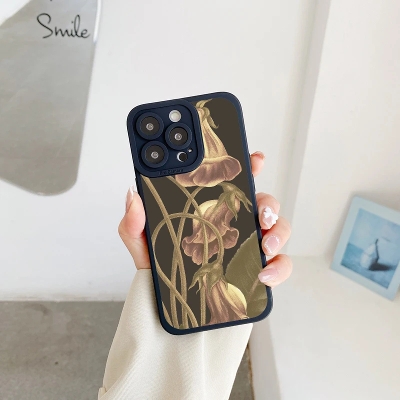 Retro Floral Soft Shell Phone Case - Elegant Flower Back Cover Design