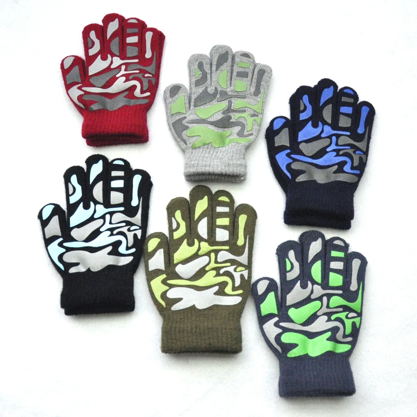 Children Camouflage Anti Slip Winter Knitted Warm Gloves For 4-10Y Boys Girls Student New Mittens Outdoor Cycling Skiing Gloves 2