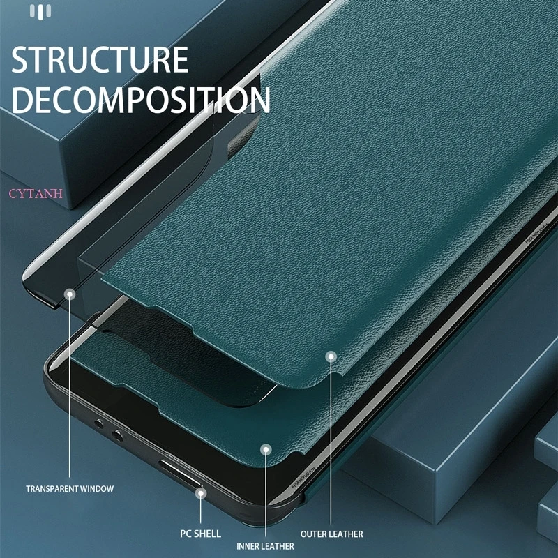 Leather Wallet Case Leather Case Phone Case Leather Phone Case Smart Clear View Flip Case For Samsung Galaxy S22 S21 Plus Note 20 Ultra S20 FE A53 A52 A72 5G A51 S23 A12 Stand