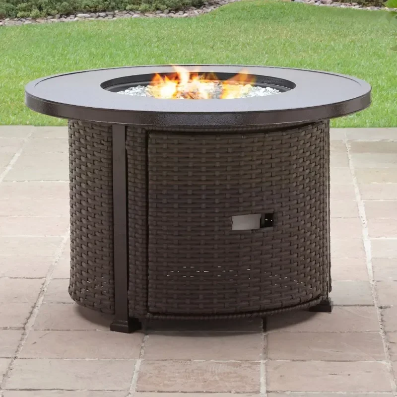 

Better Homes & Gardens Colebrooke 37" Round 50,000 BTU Propane Gas Fire Pit Table with Glass Beads, Metal Lid Protective Cover