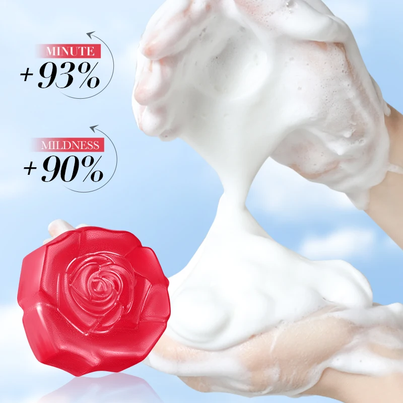 SADOER Rose Facial Soap Face Wash Foam Facial Cleanser Whitening Nourishing Moisturizing Anti Acne Body Bathing Facial Soap