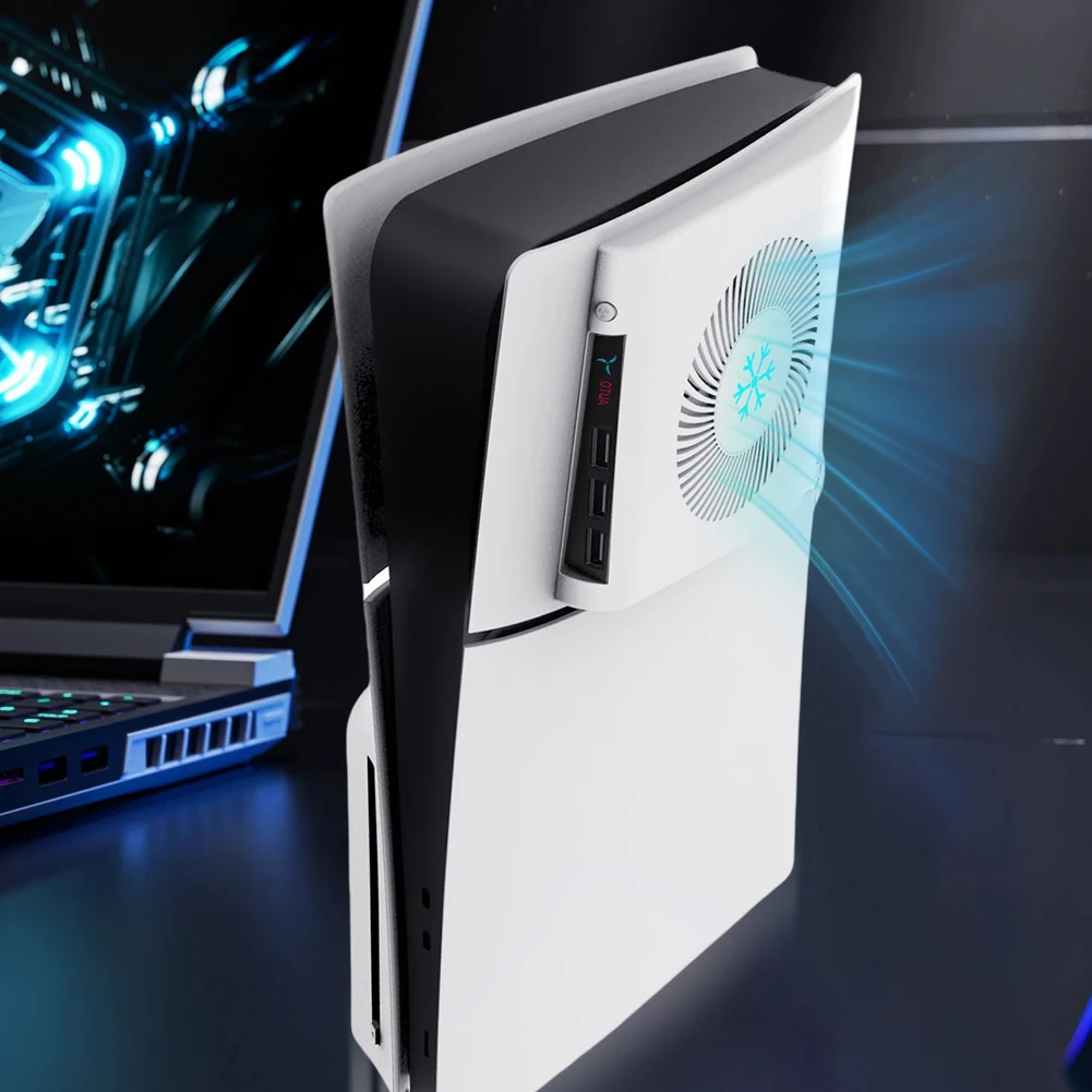 For PS5 Slim Console Cooling Fan Console Cooler with 3 USB 2.0 Ports External Cooler Fan for Playstation 5 Slim Accessories
