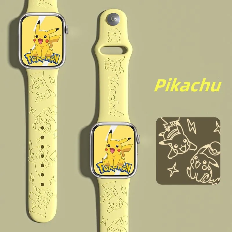 

Ремешок для часов Iwatch 8 Ultra 7 Se, Браслет Аниме с принтом покемона и Пикачу с гравировкой, 45 мм 44 мм 42 мм 41 мм 38 мм 49 40 мм, подарок для Iwatch