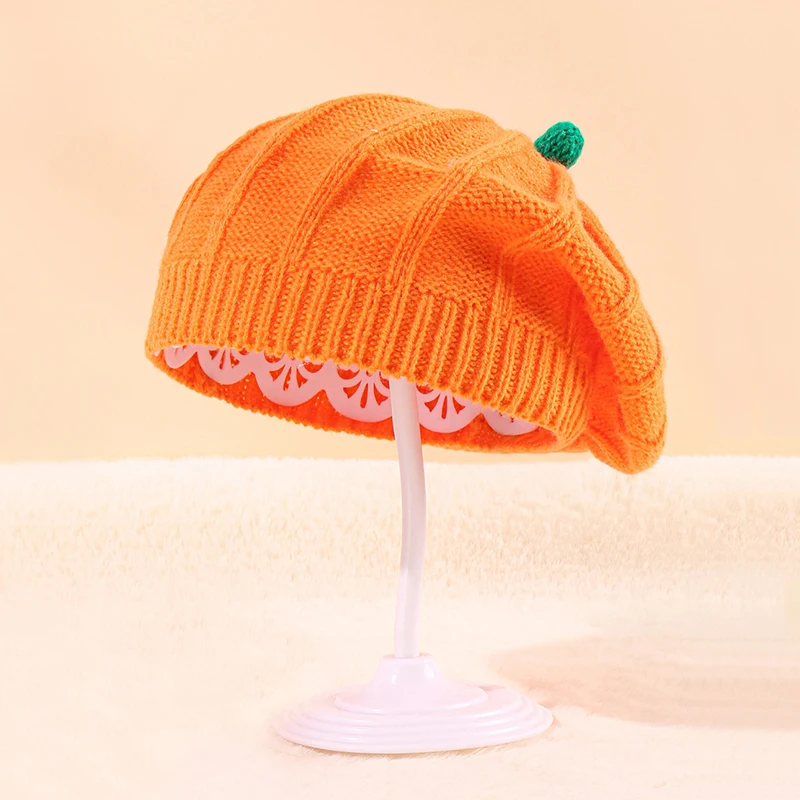 Halloween Decoration Pumpkin Beret Hat Autumn and Winter Parent-Child Knitted Hat Warm Belle Knit Halloween Party Hats