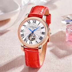 CARNIVAL Brand Ladies Fashion Rose Gold Automatic Watch Women Luxury Waterproof Hollow Mechanical Wristwatch Relogio Feminino