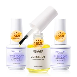 GELLEN Professional Gel Nail Polish Set - Base, Top Coat & Matte Glossy Finishes, Long - Lasting 15ml DIY Manicure Kit (Cuticle oil top set)