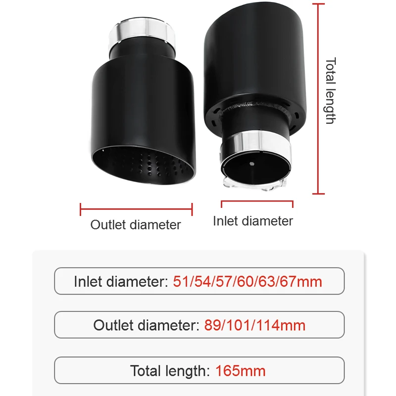 Stainless steel single exhaust tip 1 piece for Golf 7 MK7 GTI Golf R muffler tip exhaust system 63mm universal nozzle tailpipe exhaust muffler tip exhaust trim pipe