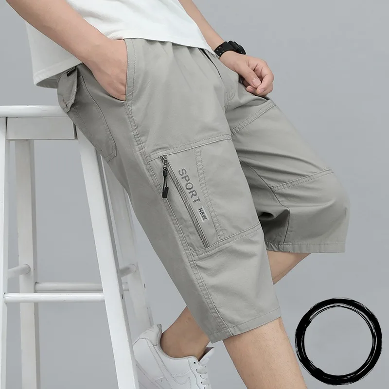 Y2k Trousers Shorts Man Breeches Cotton Loose Quarter Beach Sweatpants Summer Casual Oversized Fashion Multiple Pockets Pants