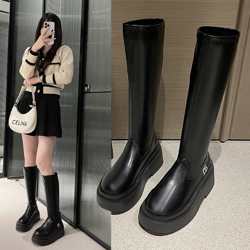 

Сапоги Lolita на плоской подошве, Брендовая женская обувь, сапоги на платформе, женские модные сапоги выше колена с круглым носком, осень 2023