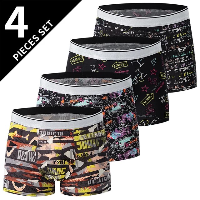 Fashionable 4-Piece Men's Flower Underwear Comfortable Breathable Boxers - Image 5