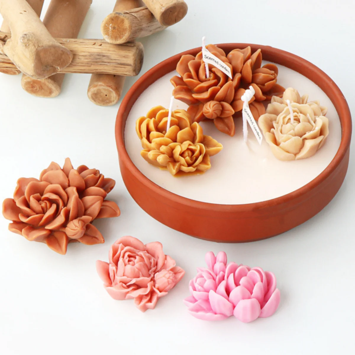 3D Mini Rose Flower Cluster Ball Shape Silicone Candle Mold Diy Wedding  Romance Home Decor Handmade Soap Clay Plaster Resin Mold