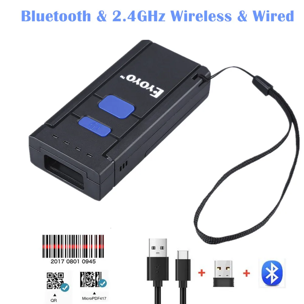 

Eyoyo Mini 1D Wireless Barcode Scanner Compatible Bluetooth 2.4GHz Wireless Wired Connection Mac Android iOS Barcode Reader