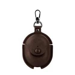 PU Leather Protective Sleeve and Storage Bag for Bluetooth Earbuds with Hook (Brown)