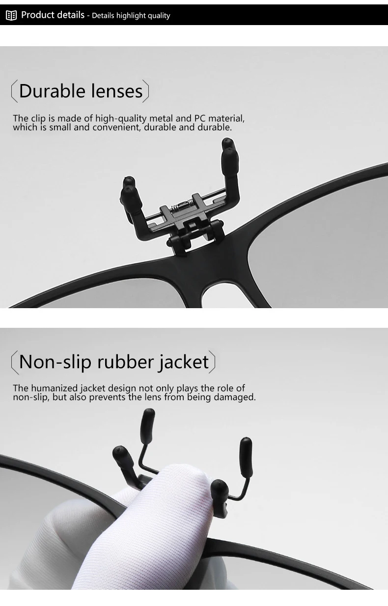 New TR90 Polarized Flip Up Clip on Sunglasses Men Women Photochromic Sunglasses Night Vision Anti Glare Driving Fishing_voghion.com