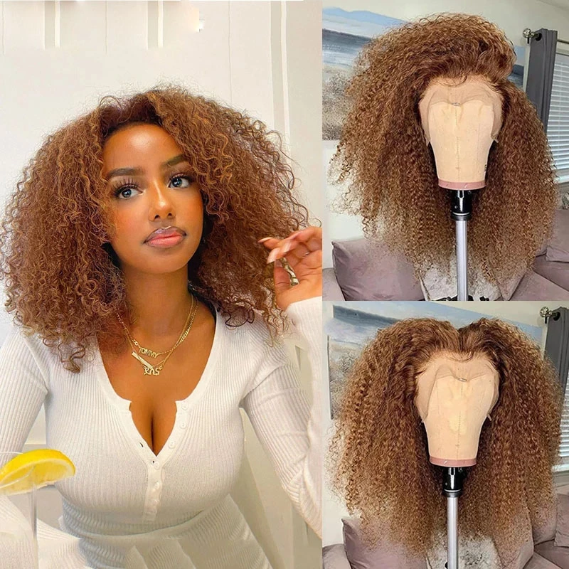 Full Lace Wigs Baby Hair Light Brown | Full Lace Wigs Baby Hair Human -  Brown Afro - Aliexpress