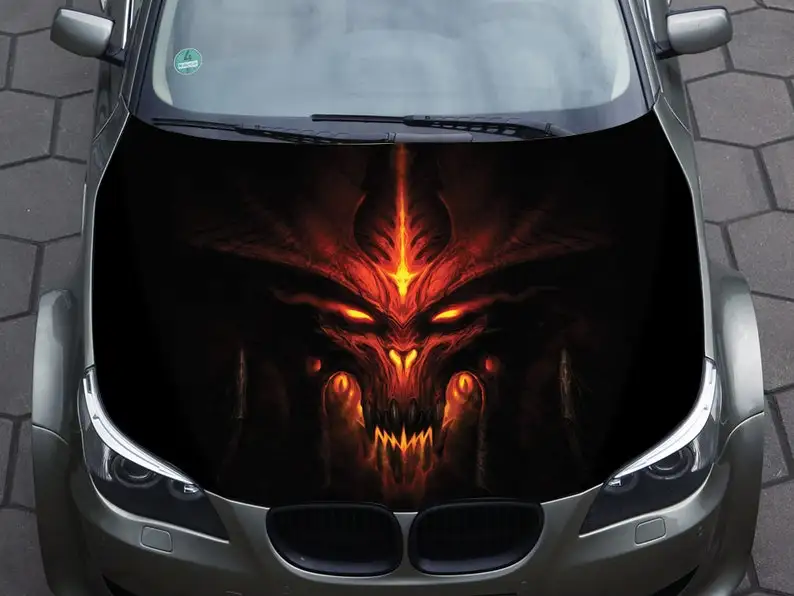 

Car hood decal, vinyl, sticker, graphic, wrap decal, truck decal, truck graphic, bonnet decal, skull, f150, death, fire, demon,