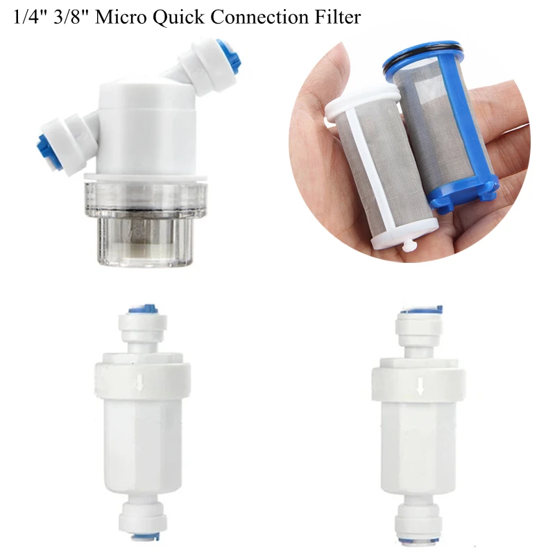 

1Pcs 1/4" 3/8" Micro Quick Connection Filter Water Purifier Front Pre-Filter Stainless Steel Mesh Filter Home Garden Connectors