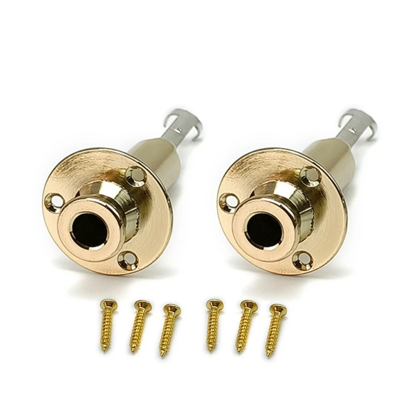 1set Guitar Mono End Pin Socket Plug with Screws 6.35mm Endpin Socket Plug Replacement Guitar Strap Button