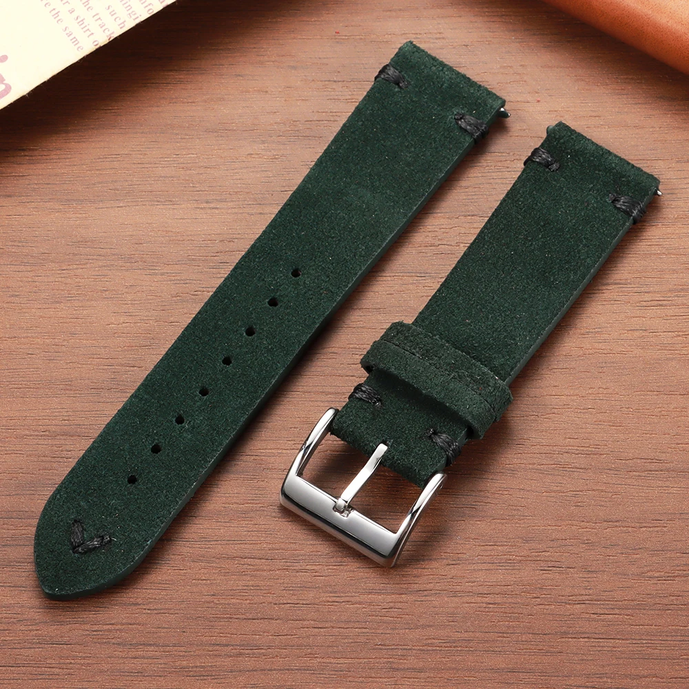 Vintage Genuine Suede Leather Quick Release Watch Strap - Handmade Unisex Sport Bracelet