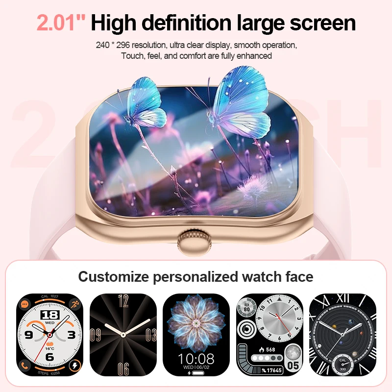 LIGE 2025 Smart Watch For Android IOS Phone 2.01" 3D Curved Screen Bluetooth Call Blood Oxygen Heart Rate Smart Watch Women Men
