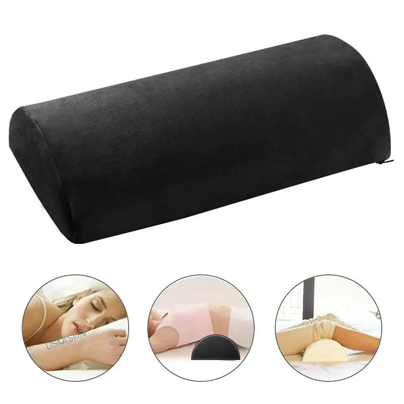 

2023 Half Moon Bolster Semi-Roll Pillow Ankle Knee Support Elevation Back Lumbar Neck Relief Pain Quality Memory Foam Filling