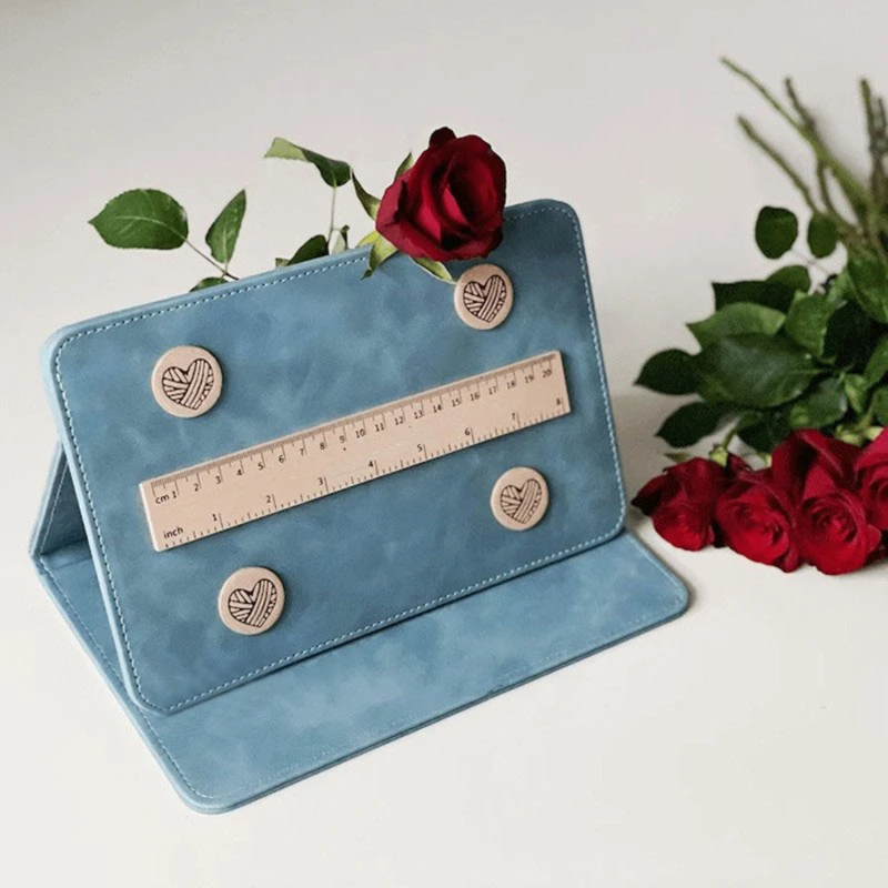Pattern Holder Knitting Chart Keepers Magnetic Anchor Chart Holder Cross Stitching Lines Leather Fold-up yarn holder