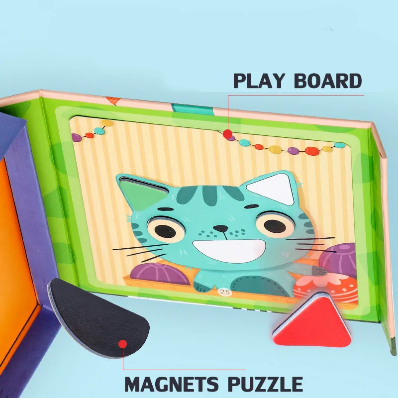 Magnets Jigsaw Puzzle Baby Toys Montessori Materials Geometric Shape Matching Educational Toys For Children Magnetic Tangram 3