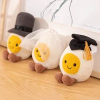 14cm Boiled Egg Cosplay Plush Toy Stuffed Kawaii Food Pillow with Legs Bride Bridegroom Couple Graduation Doctor Plushie Gift 1