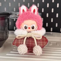 Vêtements de poupée en peluche pour Mini Labubu 4.0, série Love, vêtements de noël, robe classique à grille, ensemble cape 4
