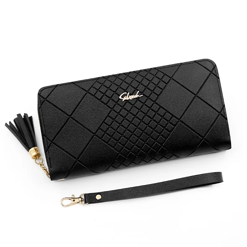 Zipper Money Coin Purse Women Card Holder Long PU Leather Clutch Wallet Large Capacity Lady Wristlet Phone HandBags Money Pocket 6