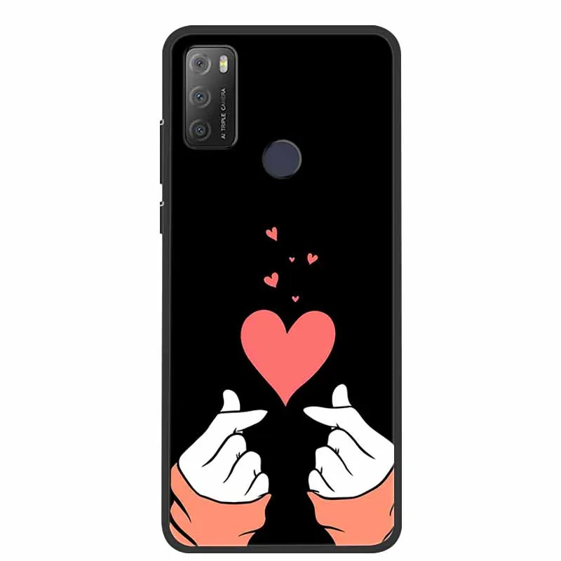 Charming Cat & Floral Design Silicone Phone Case, Black 6.52''