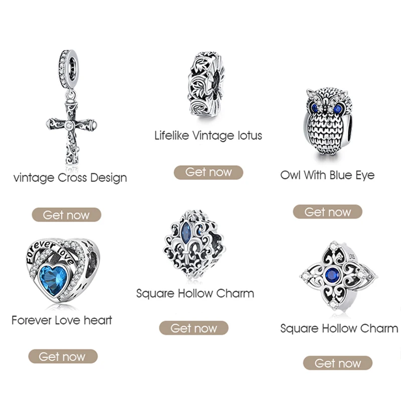 925 Sterling Silver Evil Eyes Charms Fatima Hand Hamsa Pendants For Women Vintage Heart Beads Fit DIY Bracelets Necklace