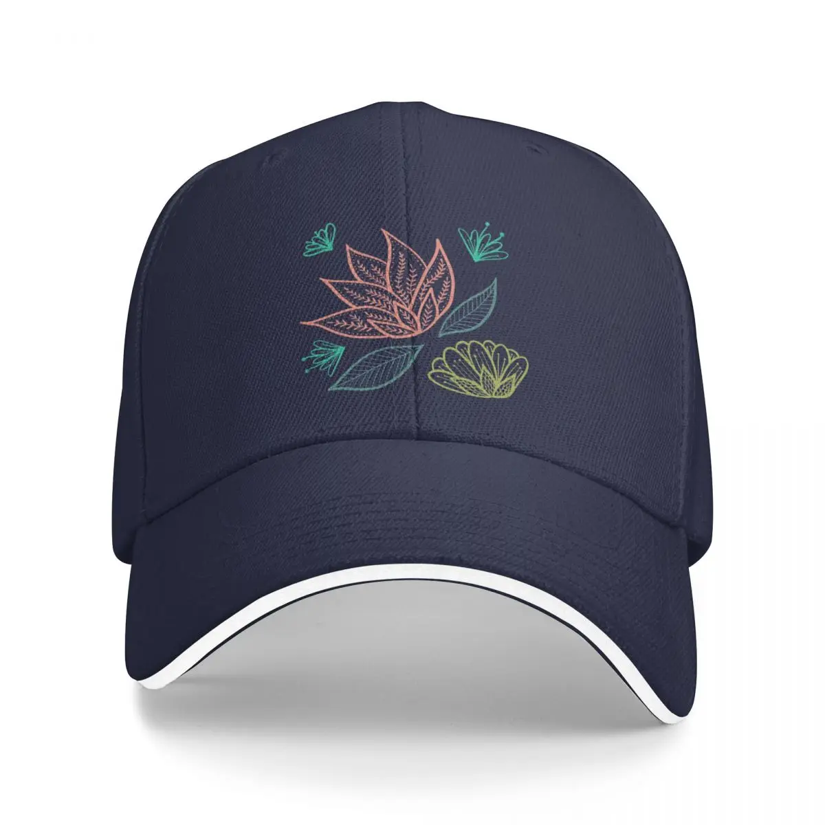 

Bohemian Florals - Teal Baseball Cap Beach Hat Trucker Hat Men'S Hat Luxury Women'S