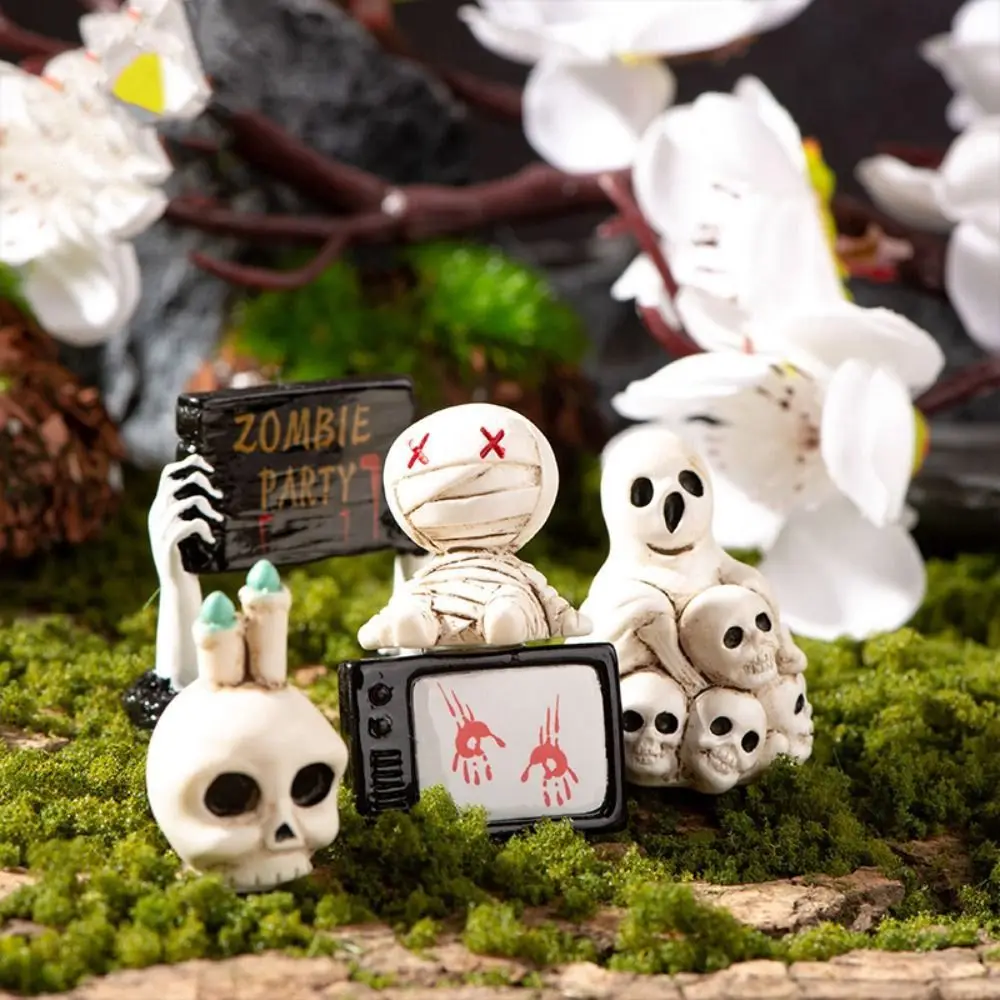 Mini Halloween Miniature Figurine Spider Bat Candle Skull Cartoon Scary Rabbit Statue Resin Fairy Garden Desktop Knick-knack - Image 5