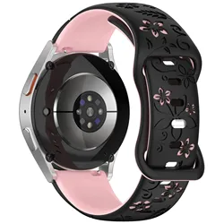 Engraved Printed Silicone Watch Strap, 18mm/20mm - 18mm Width (Black Pink)