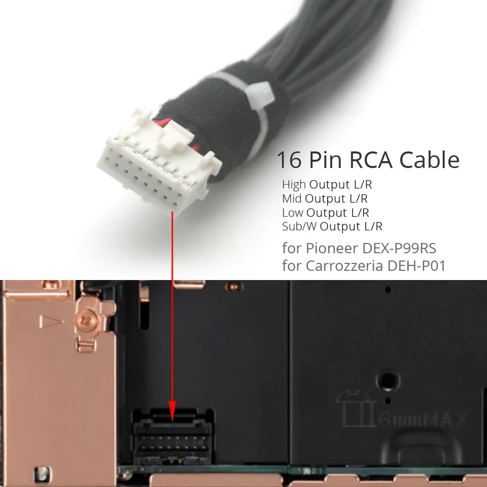 カーラジオオーディオステレオミッドローハイサブウーファー出力16ピン