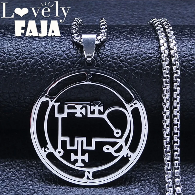 PHENEX Dämonen von Goetia Sigils Halskette Frauen Männer Gothic Edelstahl Hohl Silber Farbe Anhänger Halsketten Schmuck N8047S03