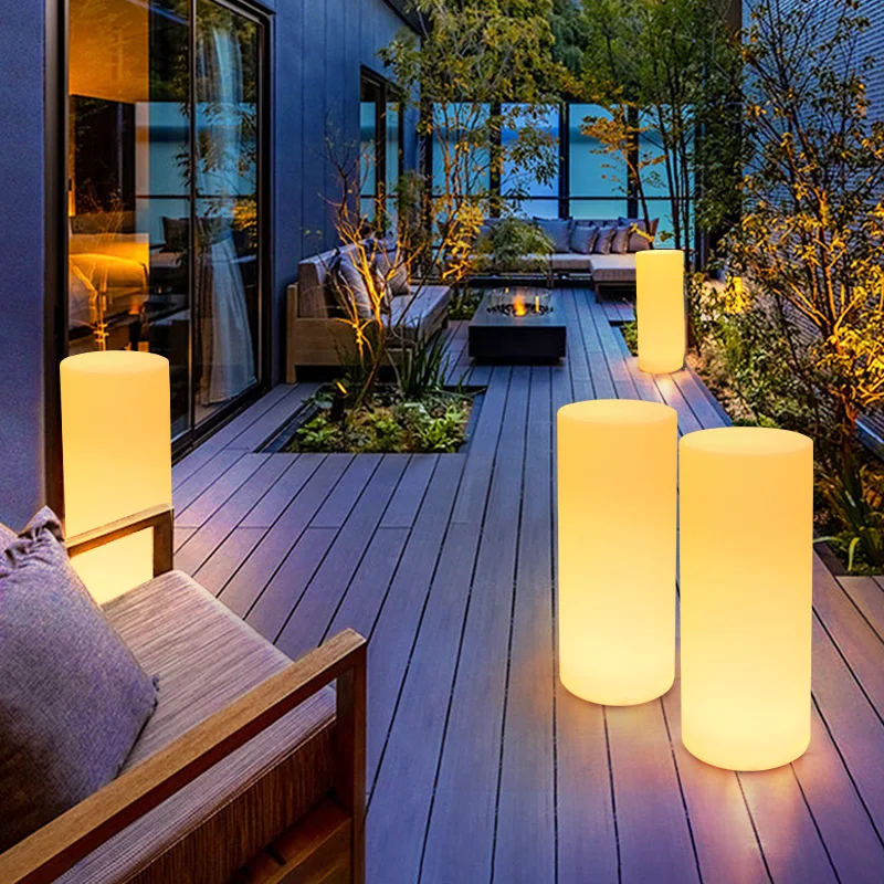 Cylindrical Landscape Courtyard Light Villa Outdoor Waterproof Floor Light Solar Energy Courtyard Garden Decorative Street