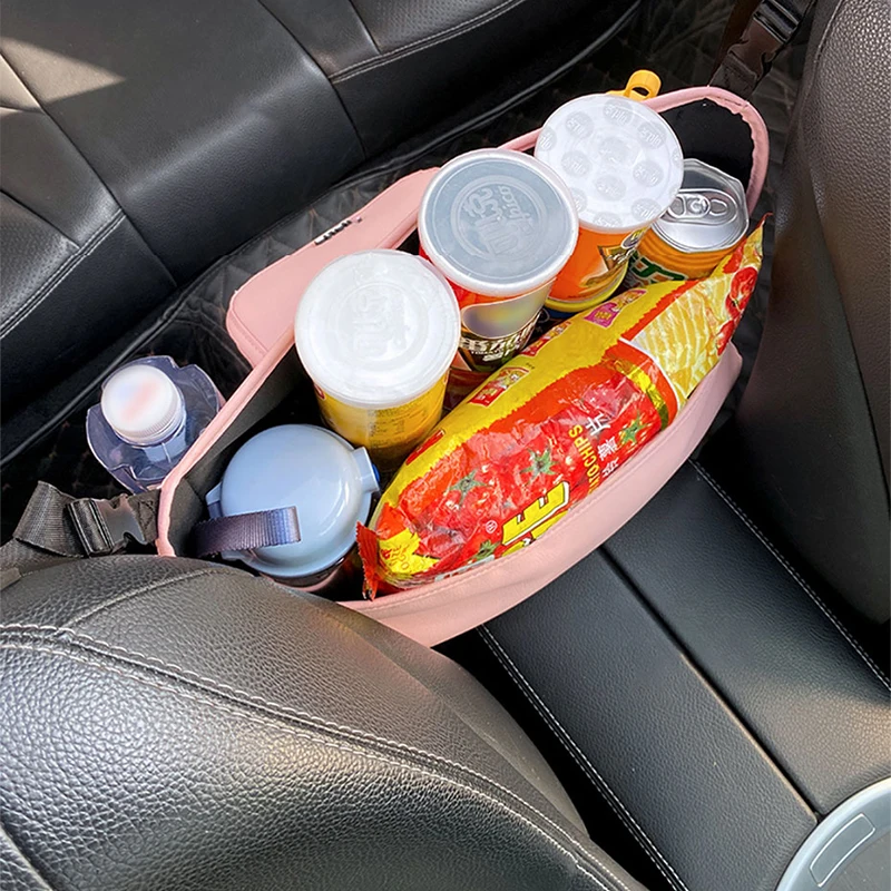 

Auto Storage Pocket For Men Women Pu Leather Car Handbag Holder Interior Organizers With Cup Holder Car Seat Middle Handing Bag