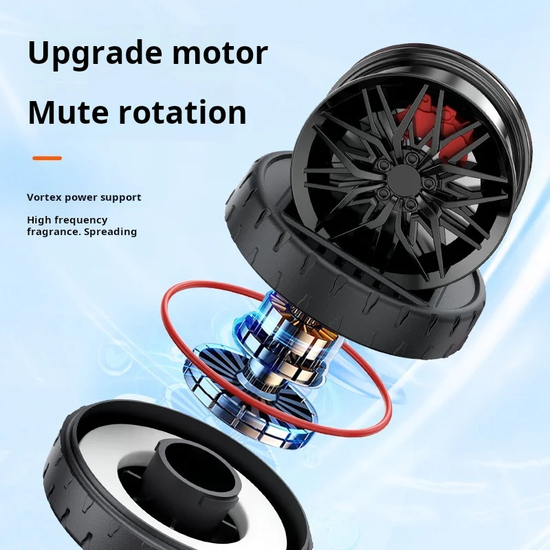 Racing Wheel Hub Solar-Powered Car Interior Aroma Decor Wood Wafer Diff Without Essential Oils Solar Energy Decoration