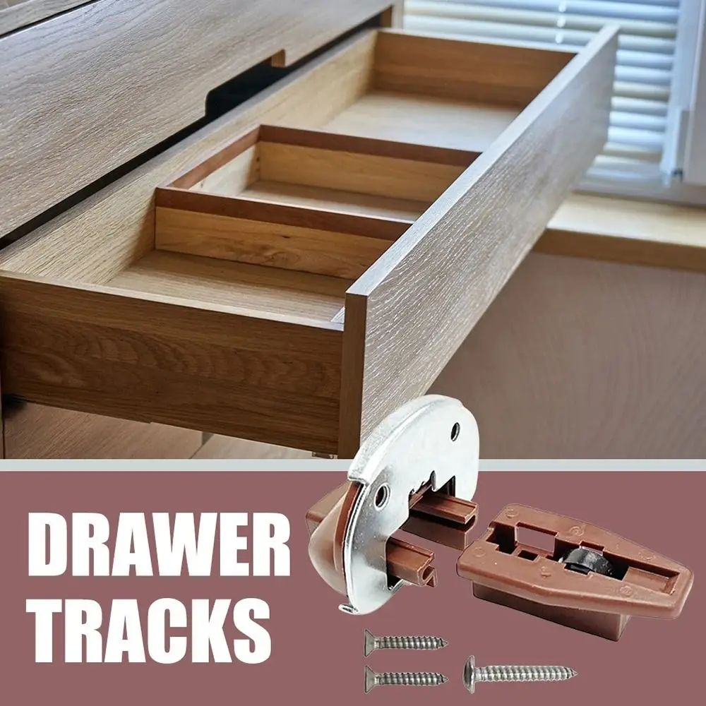 Brown Plastic Metal Drawer Guide Slide Accessory Kit