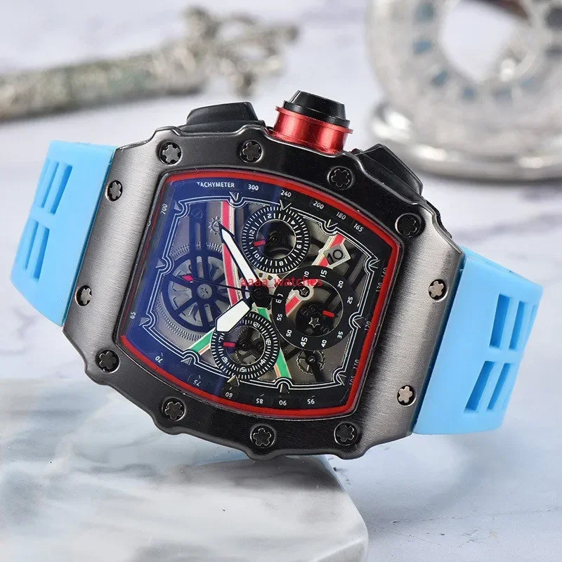 

6-pins 2022 Automatic date watch limited edition men's watch top brand luxury full-featured quartz watch silicone strap