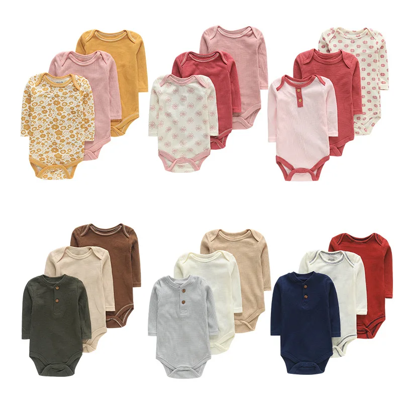 

Kiddiezoom 3PCS/Lot Cartoon Baby Bodysuits Newborn Boy Girl Onesies sets Autumn Infant Clothes roupa para bebe